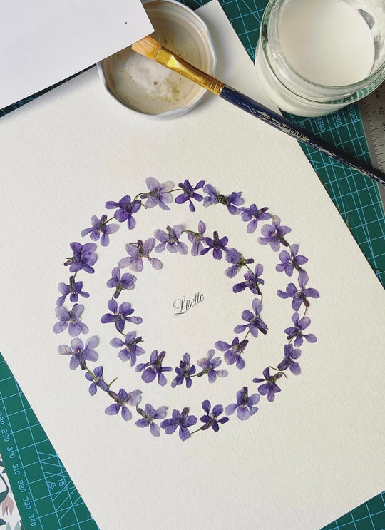 cadre herbiers herbier fleurs séchées pressées herbarium  france paris cadeaux  artisanat horti lisette violettes